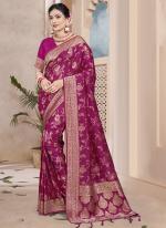 Silk Dark Pink Wedding Wear Zari Work Saree